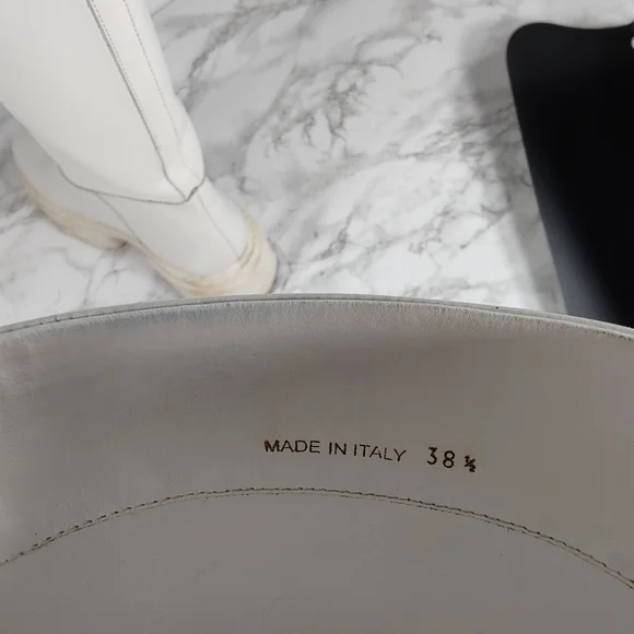 Gia X Pernille Tiesbaek White Leather Tubular Combat Boots Size 38.5 - Picture 13 of 14